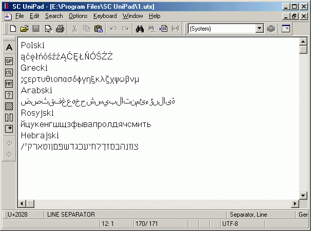 UniPad - tekstowy edytor unikodowy