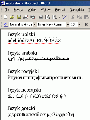 Wielojęzyczny dokument w edytorze Word